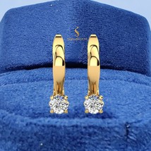 4MM Round Cut White Moissanite Latch back Stud Event Earrings 14K Gold Over - $119.00