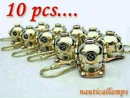 Key Chain Mini Diver Helmet Shape Brass Key Rings 10 Nos.Lot - £61.58 GBP