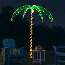7 FT Tropical LED Rope Light Palm Tree Pre-Lit Artificial Palm Tree Decor - £119.61 GBP