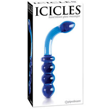 Pipedream Icicles No. 31 Curved Beaded 7.25 in. Dual-Ended Glass Dildo Blue - £44.02 GBP