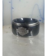 Harley Davidson ring biker sterling silver titanium black shield band si... - $2,576.96 MXN