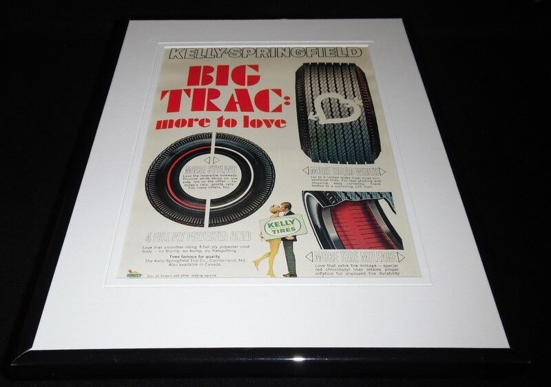 Primary image for 1968 Kelly Tires Spin Trac Framed 11x14 ORIGINAL Vintage Advertisement