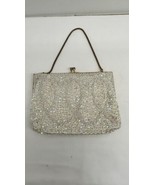 VTG Beaded Sequin Purse Ivory Evening Bag Gold Chain Strap Kisslock Hand... - $40.33 CAD