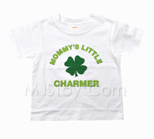 NWT Gymboree Embossed Mommy's Little Charmer White T-Shirt Appliqué Shamrock Tee - $14.99