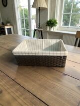 Rectangular Woven Storage Basket with Fabric Liner | Neutral Farmhouse O... - $16.01