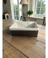 Rectangular Woven Storage Basket with Fabric Liner | Neutral Farmhouse O... - $16.01
