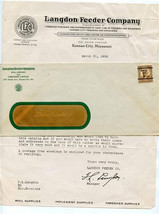 Langdon Feeder Company Letter Receipt &amp; Product Flyer 1936 Kansas City M... - £16.84 GBP