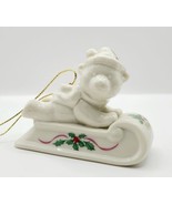 Lenox Christmas Annual Ornament 1996 Teddy Bear on Sled In Original Box y2k - £12.09 GBP