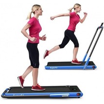 2-in-1 Folding Treadmill with Remote Control and LED Display-Blue - Color: Blue - €346,71 EUR