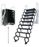 Wall Mounted Folding Ladder Black Loft Attic Stairs Pull Down 14Steps - £446.07 GBP