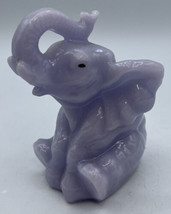 Figurines Elephant Wax Candle Wick at Base of Head Lavender Trunk up Mea... - $12.16