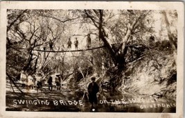 Children Swinging Bridge on the Walnut Creek Great Bend Kansas RPPC Postcard A23 - £15.69 GBP
