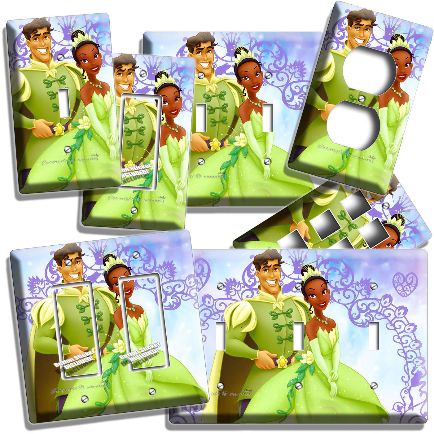 PRINCESS TIANA AND THE FROG PRINCE NAVEEN LIGHT SWITCH OUTLETS WALL PLATE COVERS