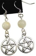 Moonstone Pentagram Earrings with Surgical Steel French Hooks! - $7.87
