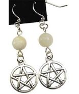 Moonstone Pentagram Earrings with Surgical Steel French Hooks! - $7.87
