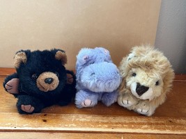 Lot of Puffkins Plush Black Bear Lavender Hippo Tan Male Lion Stuffed Animals – - £7.47 GBP