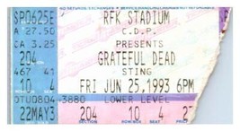 Grateful Dead Sting Concert Ticket Stub Juin 25 1993 Washington Dc - £33.69 GBP