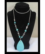Southwest Turquoise Beaded Neclace with Pendant 30&quot; N008 - $564.31 MXN