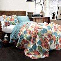 Lush Decor - Layla Contemporary Floral 100% Cotton 3PC Full/Queen Quilt Set - £183.85 GBP