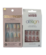 Gold Finger Ready to Wear Kiss Glue on Nails Short XL Long lot of 2 read... - $13.30 CAD