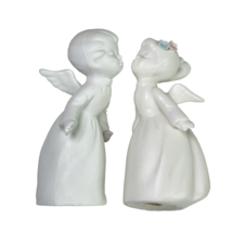 Vintage Napcoware Bisque Porcelain Kissing Angel Figurines C-7644 Japan 3&quot; White - £12.52 GBP