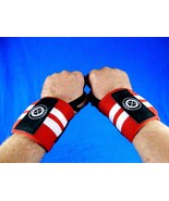 18&quot; Wrist Wraps (Pair) ~ Spot Lion Fitness, Weight Lifting, Red w/Stripe... - £7.28 GBP