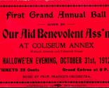 1912 First Grand Halloween Ball Our Aid Benevolent Association Chicago I... - £16.38 GBP