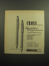 1960 Cross Pens Advertisement - America&#39;s finest writing instruments - £11.98 GBP