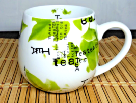 Konitz Tea Drinking Mug Leaves Word Tea All Over Porcelain Mug Made In Thailand - £12.70 GBP