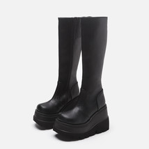 Platform Boots Women Wedge Knee High Boots Winter Ladies Shoes Leather Riding Zi - £39.63 GBP