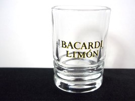 Ron Bacardi Limon oval shot glass black &amp; yellow letters waves base - £5.71 GBP