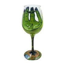 Lolita That Witch Is Back Wine Glass 15oz Hand Painted w Recipe Green Halloween - £44.81 GBP