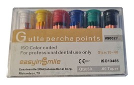 Gutta Percha Points Color Coded 0.06 Taper 15 to 40 pts USA 90027 60 units - £6.74 GBP