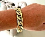 Mens Large 14K Gold GP Cuban Link Thick Bulky Heavy 16mm Jewelry Bracele... - $10.88