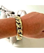 Mens Large 14K Gold GP Cuban Link Thick Bulky Heavy 16mm Jewelry Bracele... - £8.68 GBP