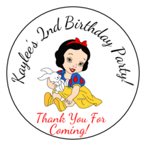 12 Personalized Baby Snow White Birthday Party Stickers Favors Labels tags 2.5&quot; - £9.42 GBP