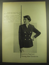 1949 Lord &amp; Taylor Young New Yorkers Nardis of Dallas Suit Advertisement - £14.73 GBP