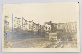 Vintage WWI RPPC RTO Engrs Base Camp Netting Train Tracks Real Photo Postcard - £11.18 GBP