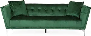 Christopher Knight Home Matilda Modern Glam 3 Seater Velvet Sofa, Emeral... - $1,256.99
