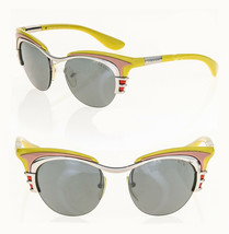 PRADA Dixie Oval Retro PR60OS Yellow Pink Silver Mirror 60O Fashion Sunglasses - £394.81 GBP