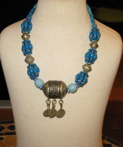 Turquoise necklace-Turquoise beads necklace-Turquoise beaded necklace-Turquoise - £74.56 GBP