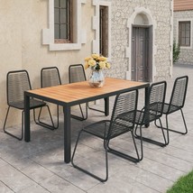  Dining Set Black and Brown WPC, aluminum, PVC rattan, steel - $1,373.16 CAD