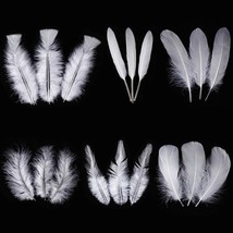 White Craft Feathers Bulk - 240Pcs 6 Style Mixed Natural Feathers For We... - £14.40 GBP