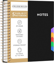 Spiral Notebooks for School Work with Removable Dividers Tabs, Small A5 - $17.23