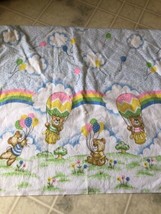 Vintage Toddletime Receiving Baby Blanket Bears Balloons Rainbows Flannel - £19.44 GBP
