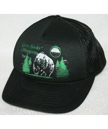 Vintage 80s GREAT SMOKY MOUNTAINS Black Bear Mesh Snapback Trucker HAT CAP  - £27.23 GBP