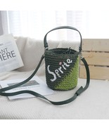 Bucket-shaped handmade straw bag - ladies&#39; fashionable handbag or crossb... - $59.99