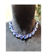Women&#39;s Blue Heart Charm Necklace Hook Clasp Silver Chain Fashion Jewelry - $37.91 CAD