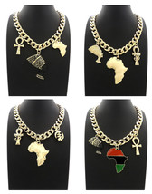 New Egyptian Symbol &amp; Africa Pendant 11mm/18&quot; &amp; 20&quot; Cuban Link Chain Necklace - £21.18 GBP