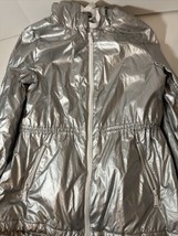 BCBG Generation Silver Women SMALL Lined Hooded Coat Jacket Windbreaker - £22.41 GBP
